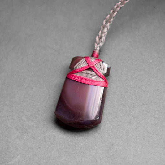 Pink Agate Toki Necklace (Chalcedony) - Aquarius Stones