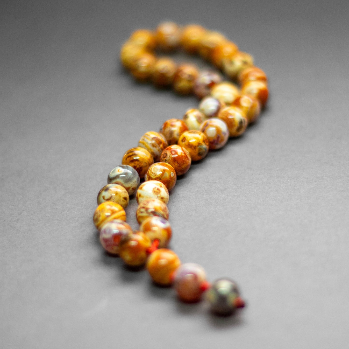 Gobi Agate Rosary 10mm - White (33 Beads) - Aquarius Stones