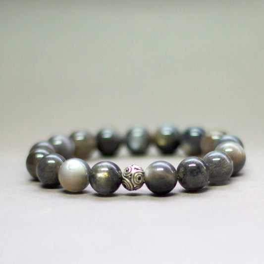 Black Moonstone Bracelet – 10mm - Aquarius Stones