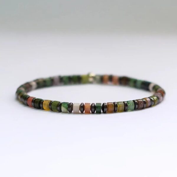 Moss Agate and Hematite Bracelet 4mm (Flat)